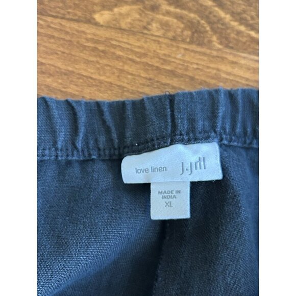 J. Jill Love Linen Pure Linen Wide Leg Crop Pullon Pants Black Lagenlook Plus 1X - Picture 2 of 6